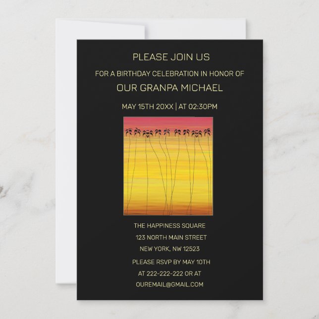 Convites Aniversário do verão tropical giro e bonito (Frente)