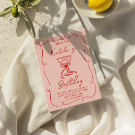 Convites Aniversário do Vidro de Champanhe de Arco Desenhad