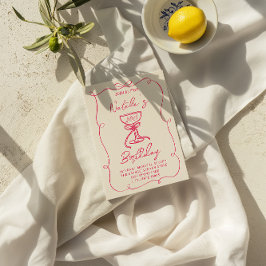 Convites Aniversário do Vidro de Champanhe de Arco Rosa, de