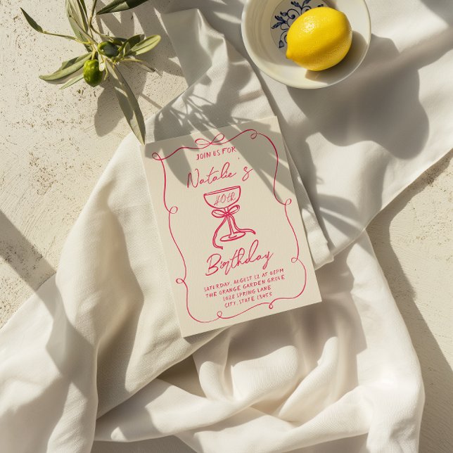 Convites Aniversário do Vidro de Champanhe de Arco Rosa, de (Criador carregado)