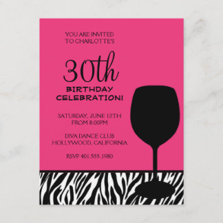 Convites aniversário do vinho do impressão da zebra