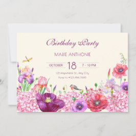 Convites Aniversário do Watercolor floral branch