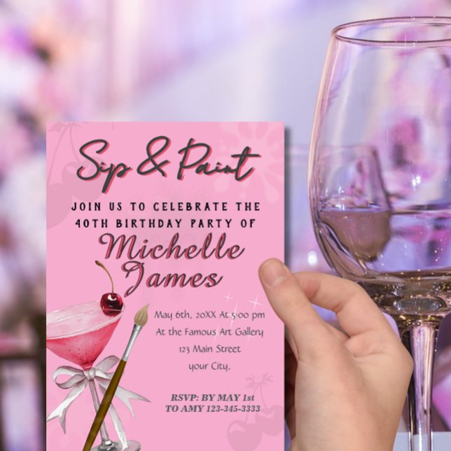 Convites Aniversário do Watercolor Sip & Paint Art (Criador carregado)