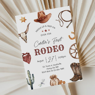 Convites Aniversário do West First Rodeo Wild West Cowboy
