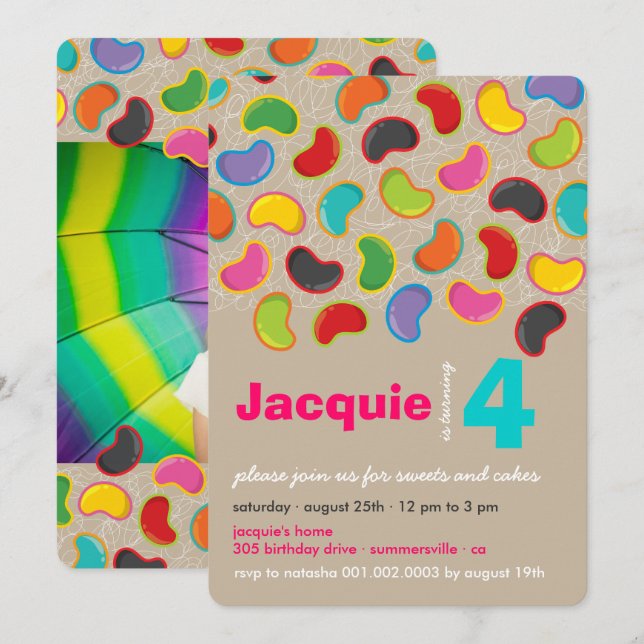 Convites Aniversário do Xíope de Pop doce doce de feijão-ve (Frente/Verso)