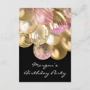 Convites Aniversário Doce 16º Ballons de ouro rosa preto