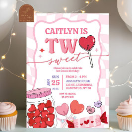 Convites Aniversário Doce Duas Vezes Do Coração Retro Rosa