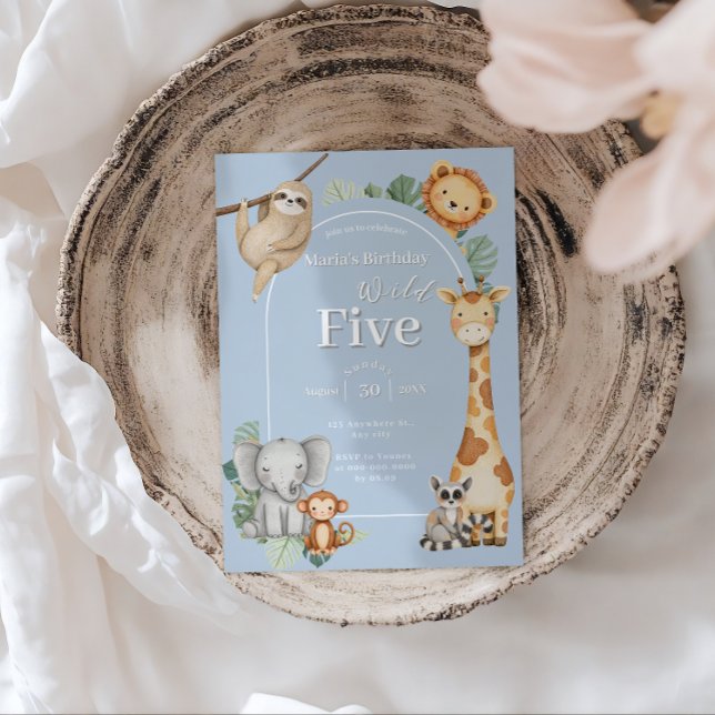 Convites Aniversário dos Animais da Selva Tropical de Paste (Criador carregado)