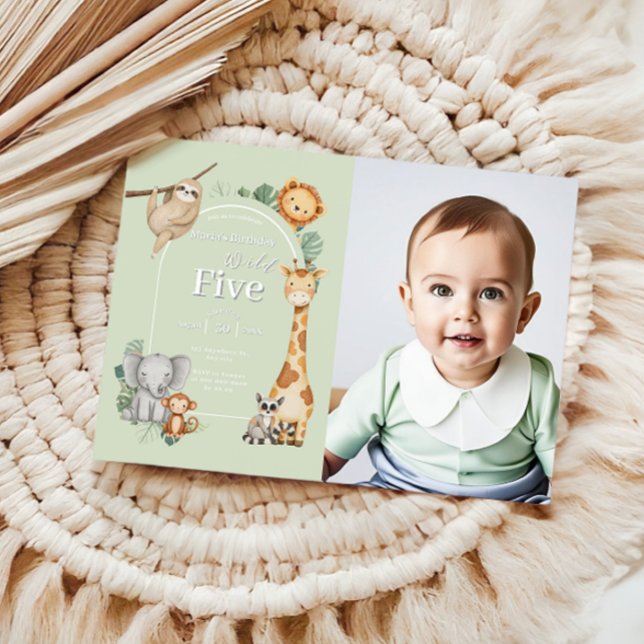 Convites Aniversário dos Animais da Selva Tropical Verde (Criador carregado)