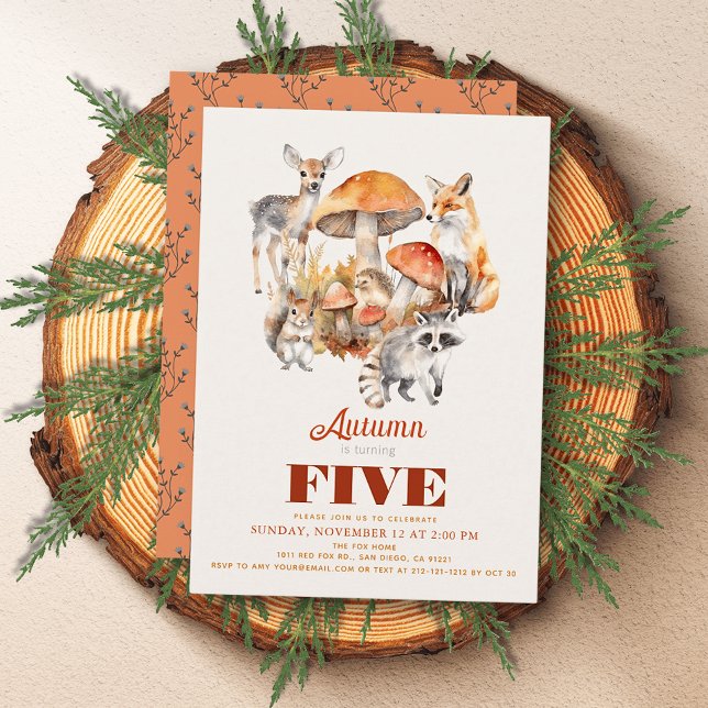 Convites Aniversário dos Animais das florestas de Cogumelos (Criador carregado)