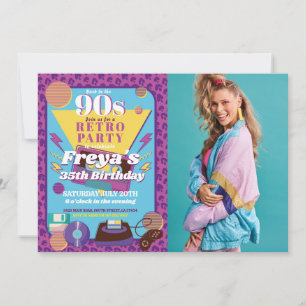 Convites Aniversário dos anos 90 Partido das Mulheres 90 Fo