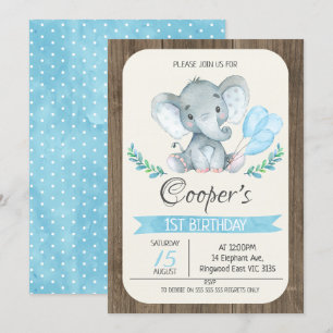 Convites Aniversário dos Balões de Elefante