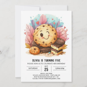 Convites Aniversário dos biscoitos felizes e Elegantes Onli