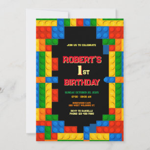 Convites Aniversário dos Blocos de Construção Coloridos