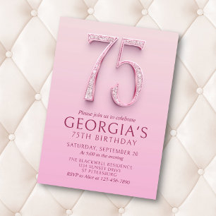 Convites Aniversário dos Diamantes Rosa de 75