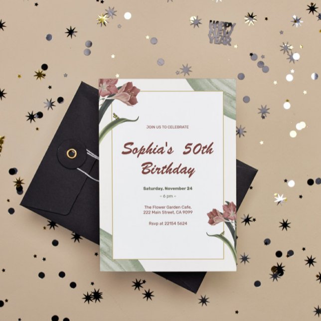 Convites Aniversário dos Lírios Vermelhos Escuros (Criador carregado)