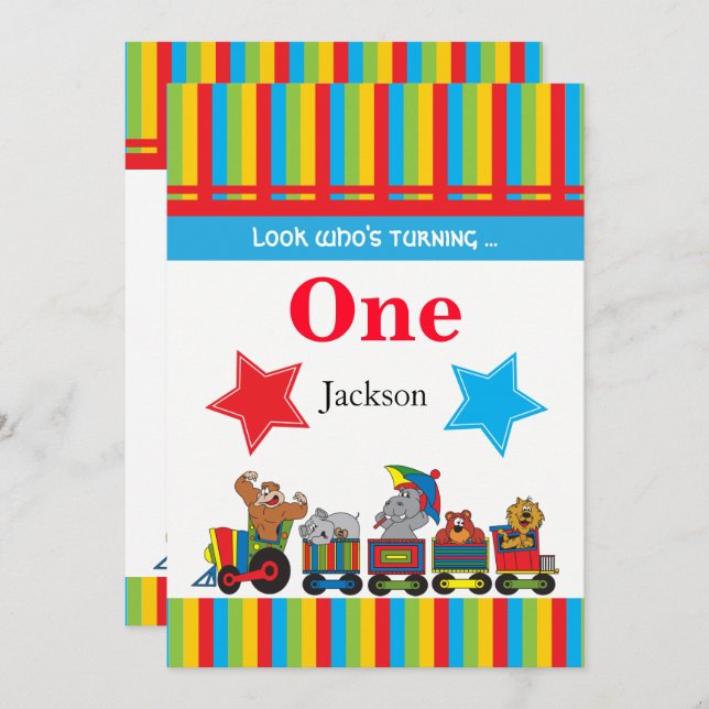 Convites Aniversário dos miúdos do divertimento do circo (Frente/Verso)