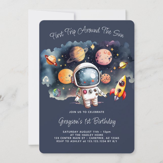 Convites Aniversário dos Planetas do Espaço Exterior (Frente)
