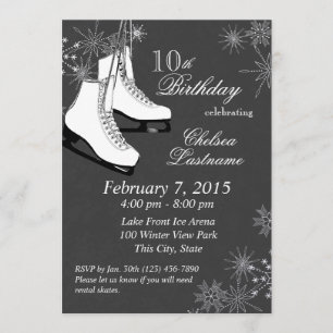 Convites Aniversário dos Skates de gelo e dos flocos de ne