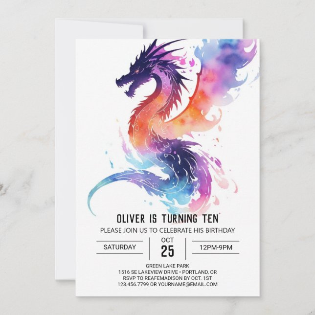 Convites Aniversário dos Sonhos do Pequeno Dragão (Frente)