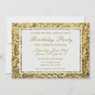 Convites Aniversário Dourado Confetti Glitter Bling