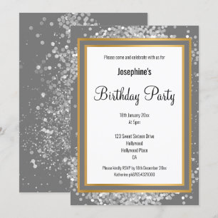 CONVITES ANIVERSÁRIO DOURADO DA CINZA HOLÓGICA DE PRATA