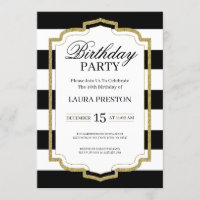 Aniversário Dourado de Moldura e Listras Negras