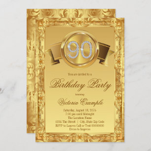Convites Aniversário Dourado do 90 da mulher do redemoinho