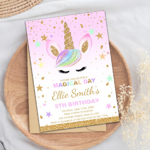 Convites Aniversário Dourado e personalizável da Glitter Un
