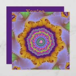 Convites Aniversário Dourado e Roxo Colorida