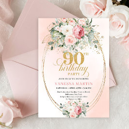 Convites Aniversário Dourado Floral Boho Elegante