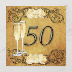 Convites Aniversário Dourado Vintage