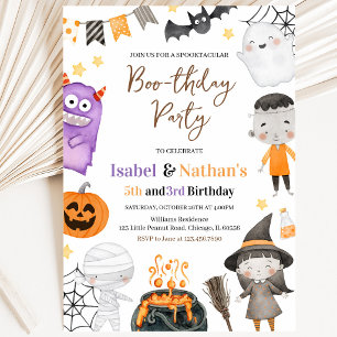 Convites Aniversário Duplo de Halloween dos Monstros