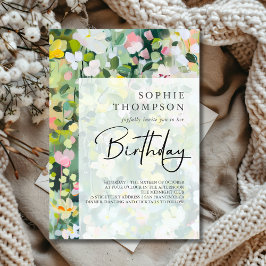Convites Aniversário elegante das flores dos prados