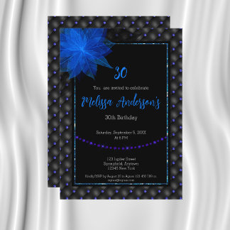 Convites Aniversário Elegante Preto e Azul