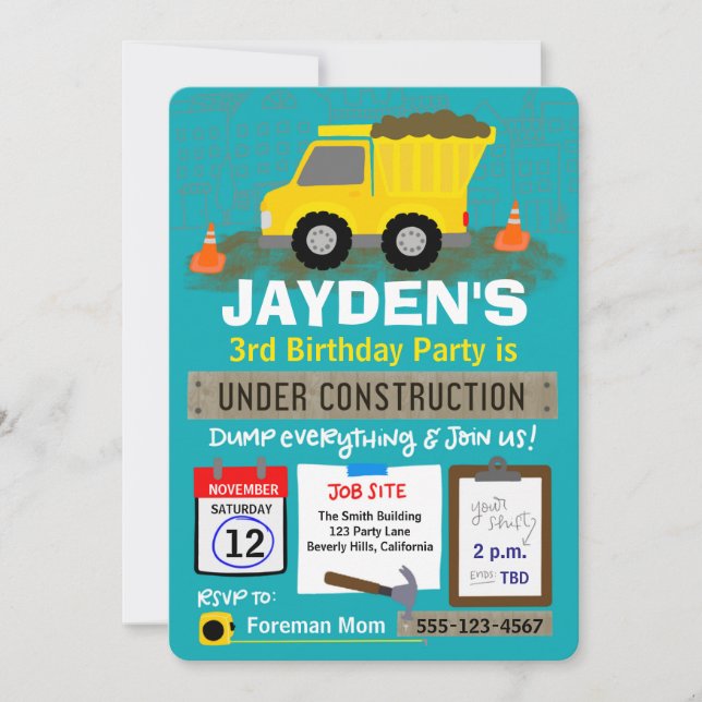Convites Aniversário Em Construção (Frente)