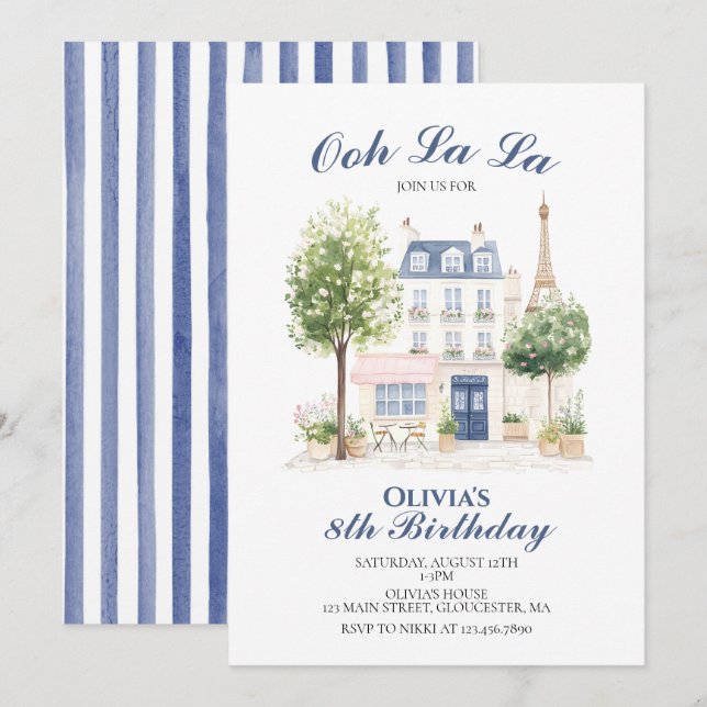 Convites Aniversário em Paris Café Parisiense Chá de Bebê (Frente/Verso)
