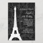 Convites Aniversário em Paris (preto)<br><div class="desc">Um tom delicado na cor damasco de tom acentua este convite temático parisiense. É apresentado no documento de base; no entanto,  recomendo o peso e a textura do papel de linho.</div>