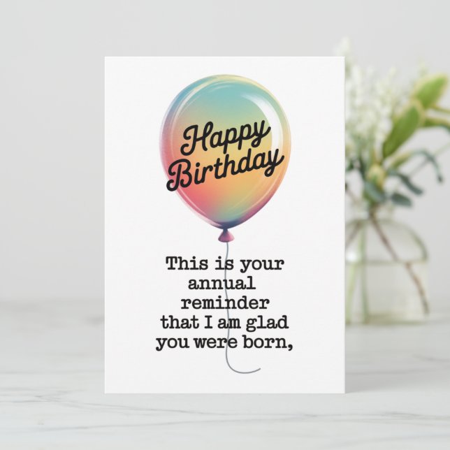 Convites Aniversário Engraçado Estou Feliz Que Tinhas Nasce (Em pé/Frente)