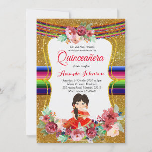 Convites Aniversário espanhol de Quinceañera vermelho e dou