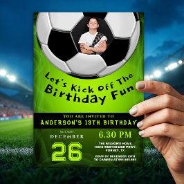 Convites Aniversário Esportivo Vibrante Verde com Foto Pers