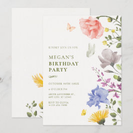Convites Aniversário estético do jardim floral