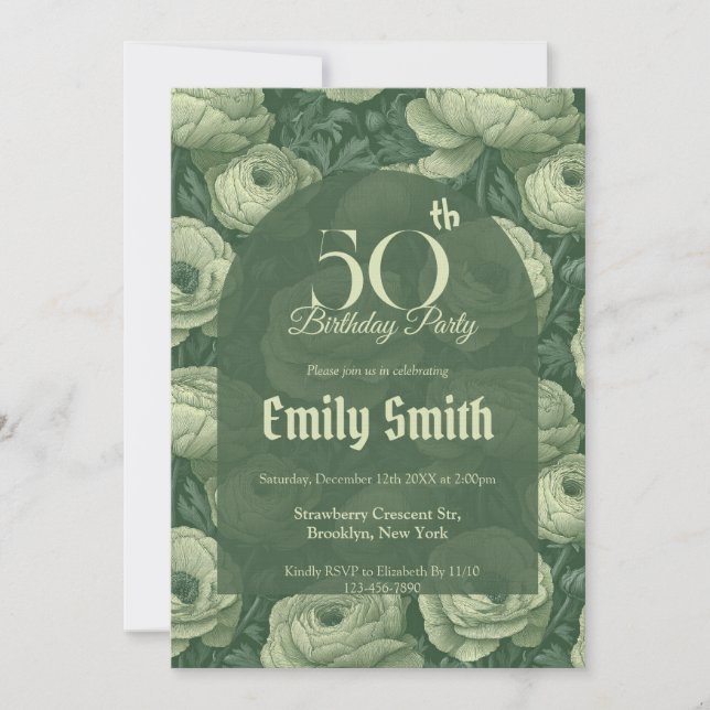 Convites Aniversário Estético Feminino Ranunculus (Frente)