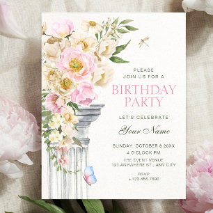 Convites aniversário estético floral