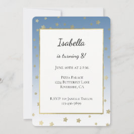 Convites Aniversário Estrelas Douradas Brancas Azuis