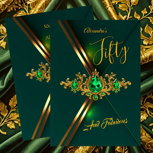 Convites Aniversário Fabuloso Cinquenta Esmeralda Verde Dou