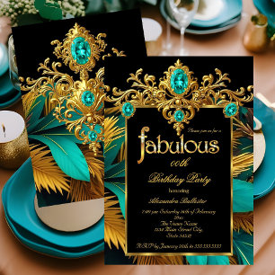Convites Aniversário Fabuloso Turquesa Azul Dourado Gemas P