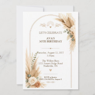 Convites Aniversário Floral Boho Hippie