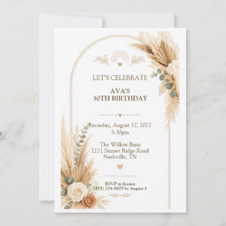 Convites Aniversário Floral Boho Hippie