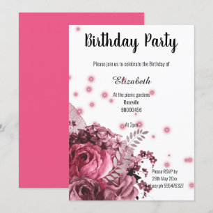 CONVITES ANIVERSÁRIO FLORAL BRANCO DE PINCO ELEGANTE 2